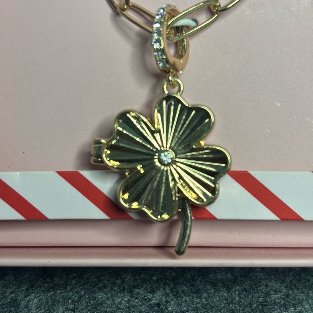Four-Leaf Clover Locket Necklace NIB - Picture 3 of 4